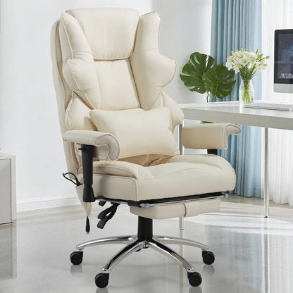 Massage Office Chair with Foot Rest, Ergonomic Executive Heated Office Chair with Reclining Backrest, Adjustable, Customized