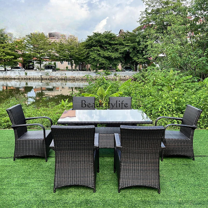 Outdoor leisure simple courtyard B & B restaurant coffee milk tea shop rattan chair