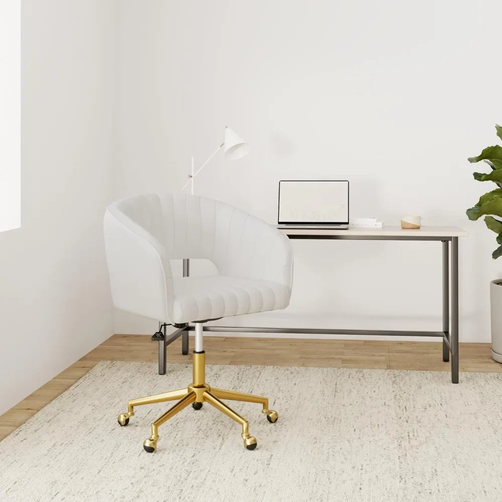 Velvet Home Office Chair, Modern Office Chair with Gold Base, Home Office Desk Chair for Living Room, Bedroom, Vanity, Study