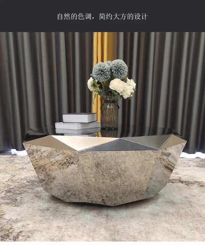 Stainless steel diamond coffee table living room household Italian sofa natural marble furniture