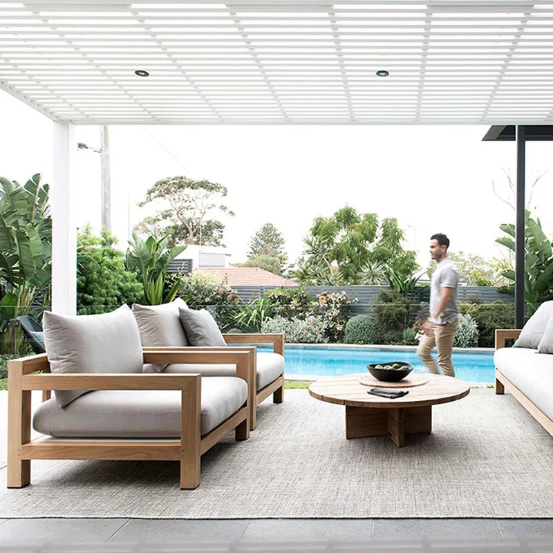 Hotselling All Weather Patio Garden Furniture Hotel Pool Sofa Set Outdoor teak Wood Sofa