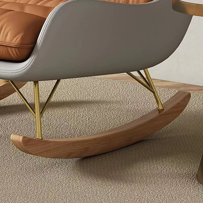 Nordic Rocking Chair Recliner Light Luxury Single-Seat Sofa   Home Lazy Fabric Sofa   Balcony Living Room Leisure Chair