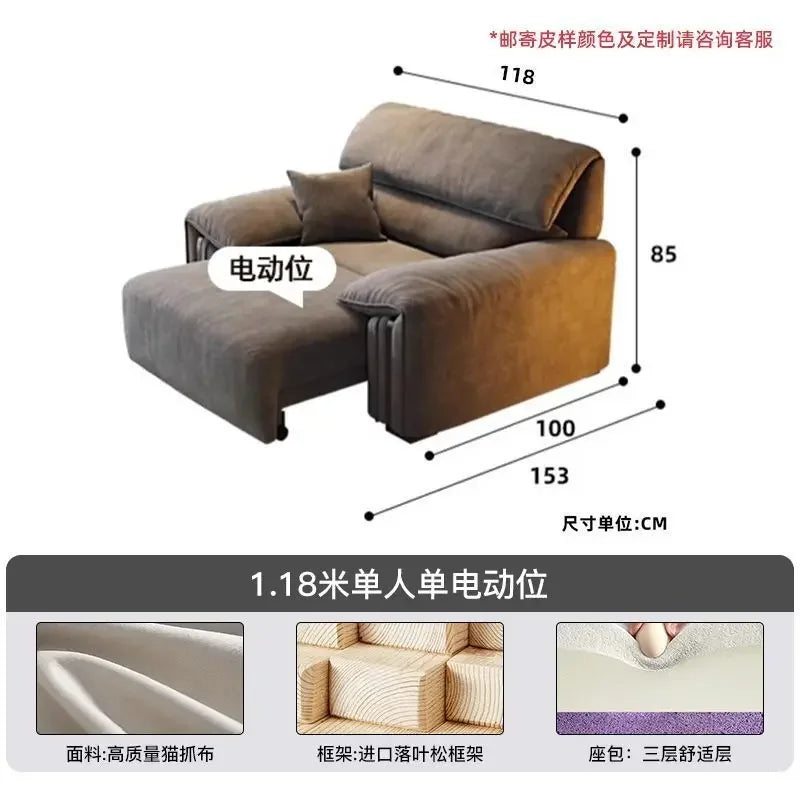 N67 Design Extendable Electric Recliner Sofa Living Room Lazy Lounges Electric Recliner Sofa Nordic Modern Divano Home Furniture