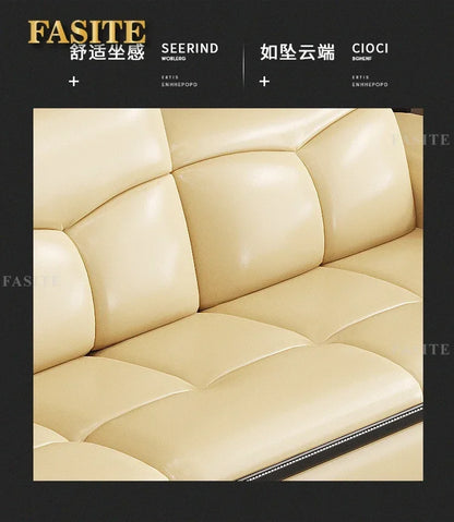 Premium Smart leather sofa massage for left and right noblewomen, cowhide solid wood living room corner small unit
