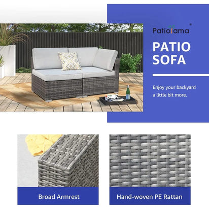 2-piece courtyard furniture set, outdoor segmented sofa, all-weather gray PE rattan conversation set, outdoor sofa