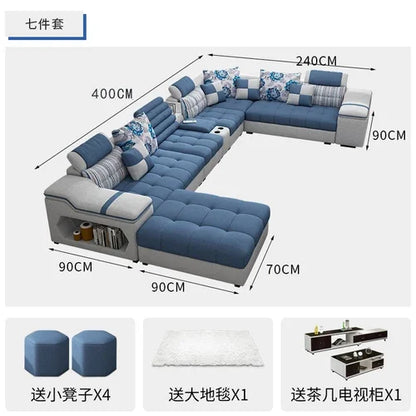 Removable and Washable Latex Free Wash Technology Fabric Sofa Combination Simple Living Room, Living Room Furniture