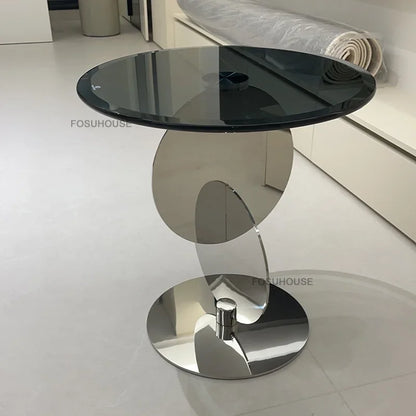 Nordic Light Luxury Coffee Tables Glass Side Table Designer Stainless Steel Corner Table Home Furniture Living Room Coffee Table