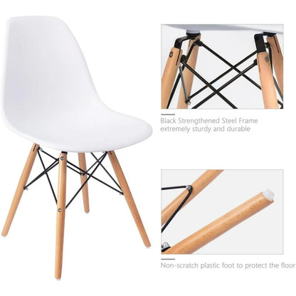 Furmax Modern Style Dining Chair Mid Century Modern DSW Chair, Shell Lounge Plastic Chair for Kitchen Chairs Set of 4(White)