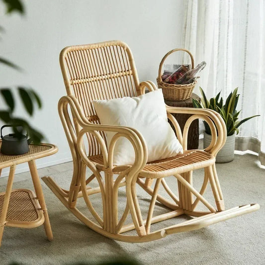 Outdoor Balcony Homestay Garden Single Rattan Chairs Living Room Leisure Rocking Chair Home Furniture Adult Lazy Recliner N M