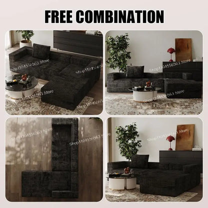 Vacuum Compression Sofa Module Full Sponge High Density 50D Rebound Sponge Small Apartment Corduroy Sofa Bed