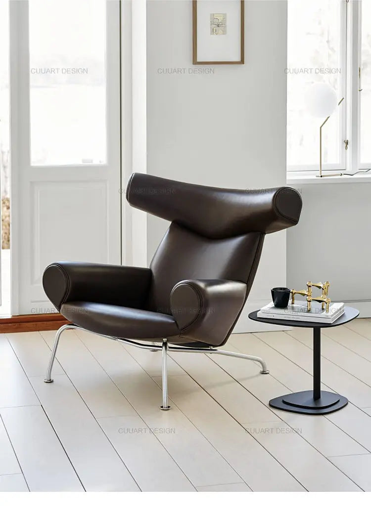 QQSingle light luxury sofa chair minimalist leather balcony living room lounge chair