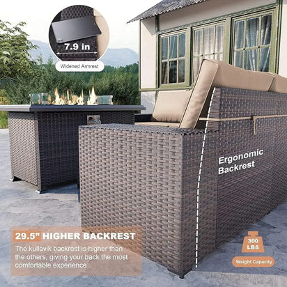 7 Pieces Outdoor Patio Furniture Set With 43