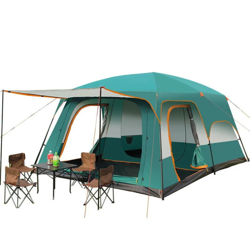3 Sizes Tent Two-bedroom 1 Living Room Large Family Camping Tent 5-8-12 Person Leisure Camp Tent Rainproof Outdoor Indoor Hourse