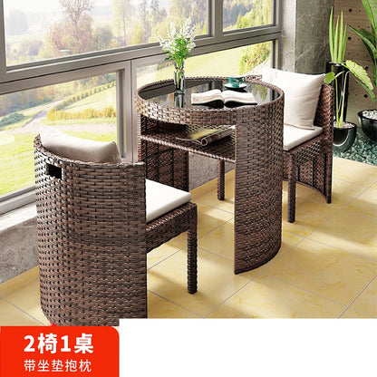Balcony rattan chair three-piece outdoor courtyard combination small table and chair casual coffee table