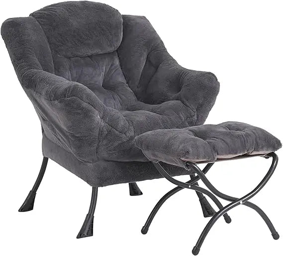 Lazy Chair with Ottoman, Modern Accent Leisure Upholstered Lazy Sofa , Contemporary Lounge Reading Chair with Armrests