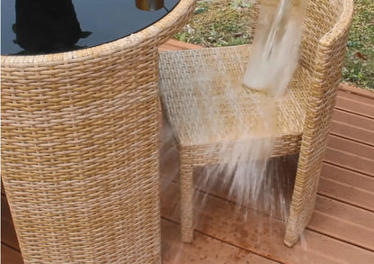 Rattan chair three-piece coffee table combination courtyard terrace outdoor small