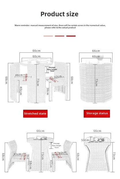Balcony courtyard leisure table and chair combination rattan chair three piece set tea imitation rattan chair tea table