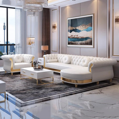 Luxury Chesterfield Sofa Home Office Hotel Living Room Furniture Modern Leather Sofa Set Подставка Под Ноги Офисная Divano