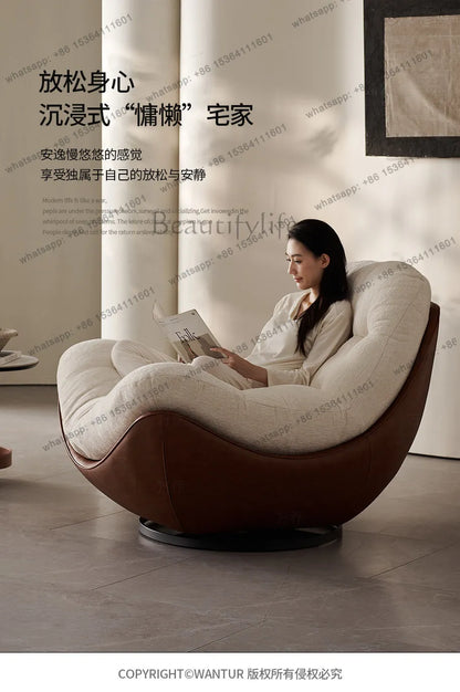 Italian minimalist rotating single chair modern creative sofa living room balcony lazy recliner