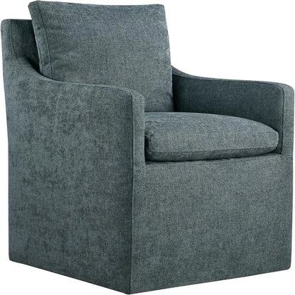 Khaki Upholstered Dining Chair with Casters, Modern Accent Armchair for Dining Room, Bedroom, Living Room, and Reading Room