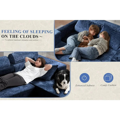 Cloud Sectional Couch L-Shape Chaise, Modern, Deep Seat, Modular Sofa for Living Room, Bedroom, Comfortable Couches