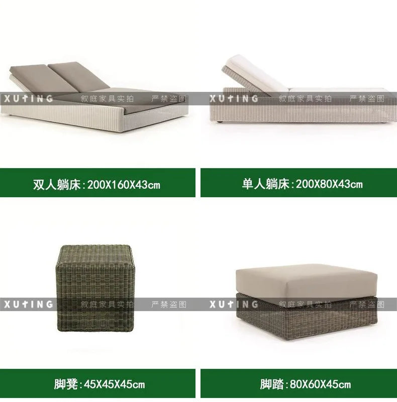 Outdoor rattan sofa combination waterproof and sun protection outdoor leisure courtyard villa balcony terrace sunroom