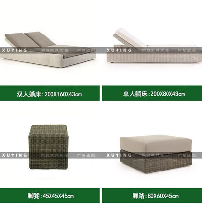Outdoor rattan sofa combination waterproof and sun protection outdoor leisure courtyard villa balcony terrace sunroom