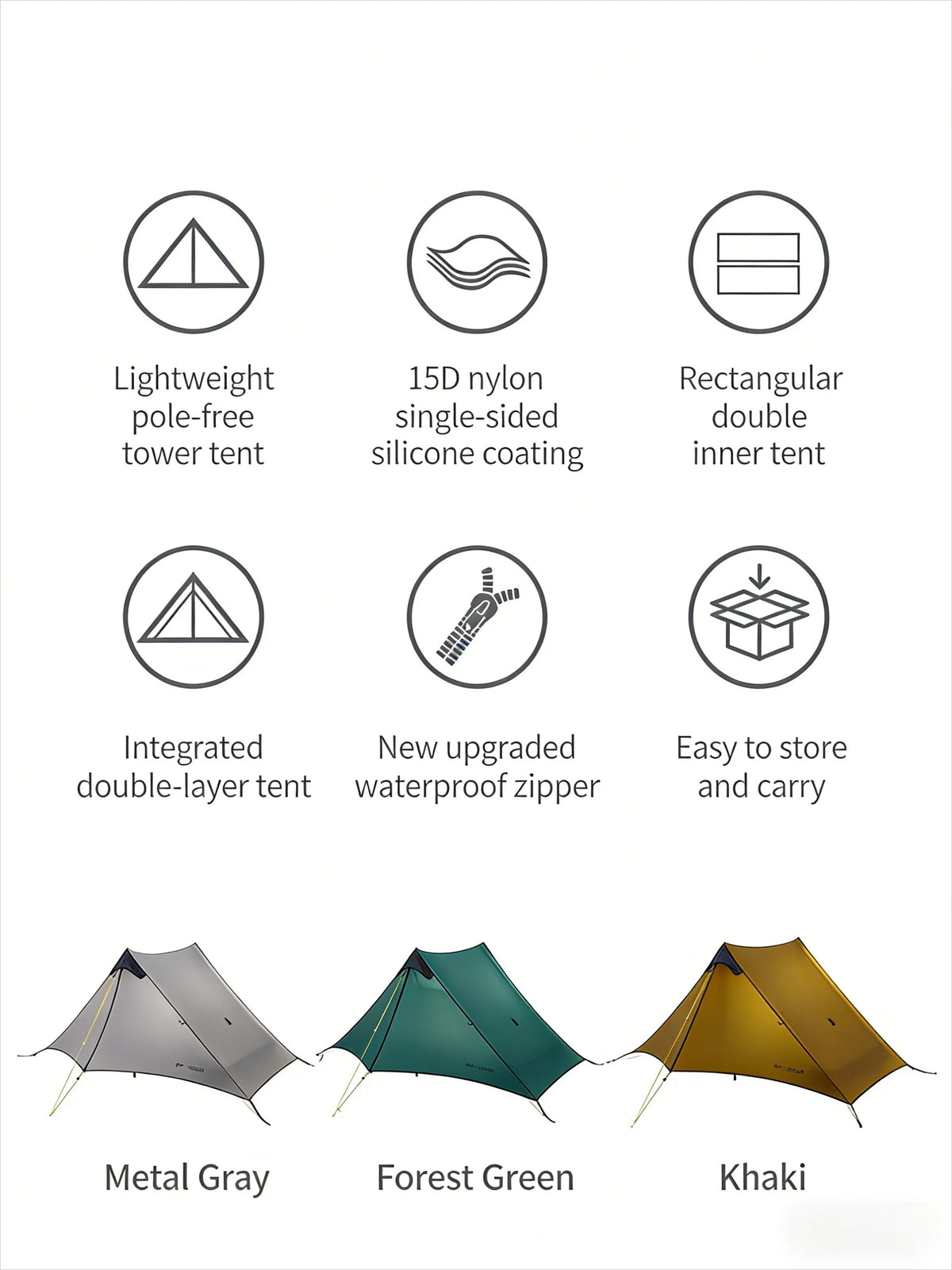 LanShan 2 3F UL GEAR 2 Person 1 Person Outdoor Ultralight Camping Tent 3 Season 4 Season Professional 15D Silnylon Rodless Tent