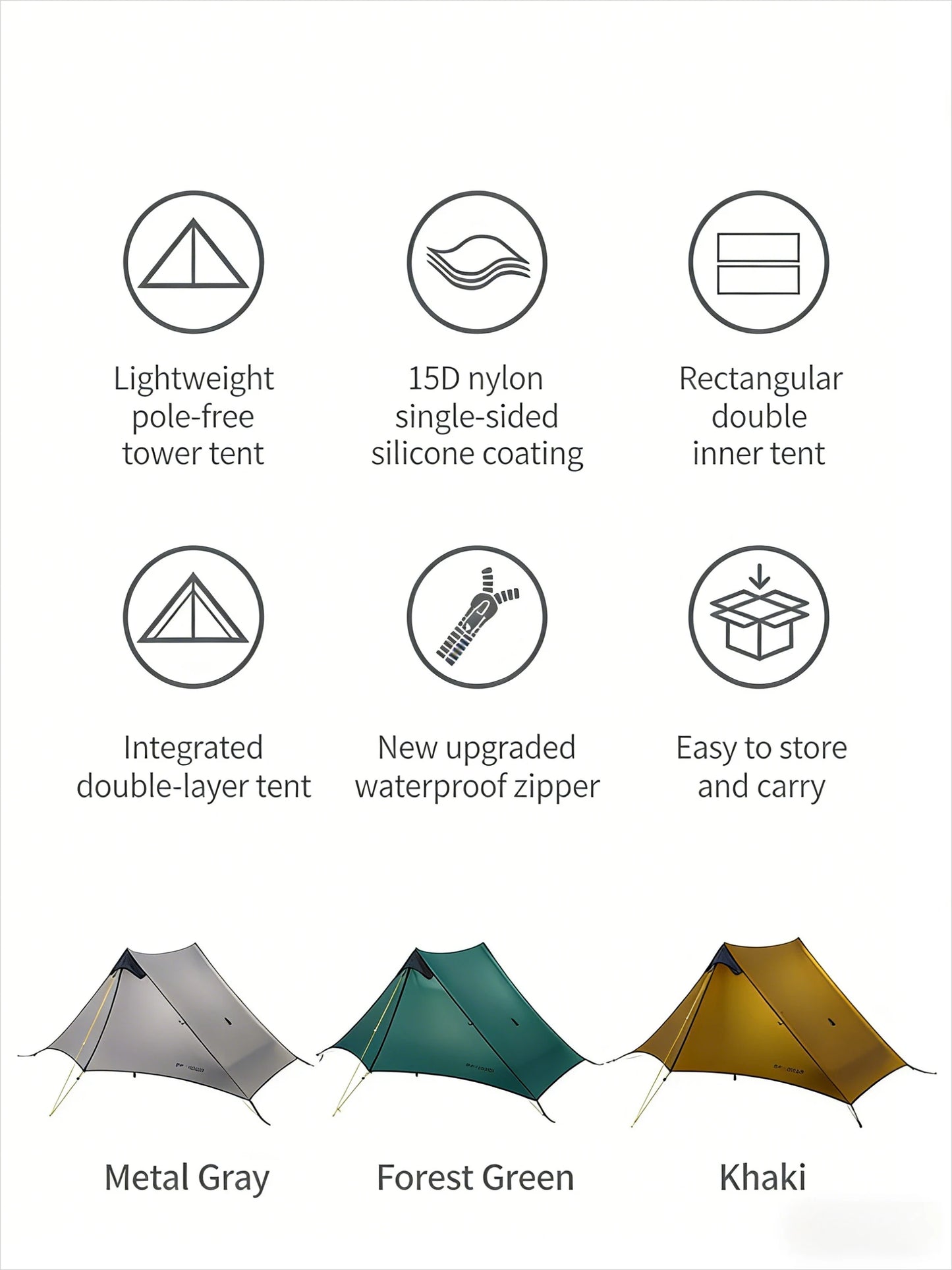 LanShan 2 3F UL GEAR 2 Person 1 Person Outdoor Ultralight Camping Tent 3 Season 4 Season Professional 15D Silnylon Rodless Tent