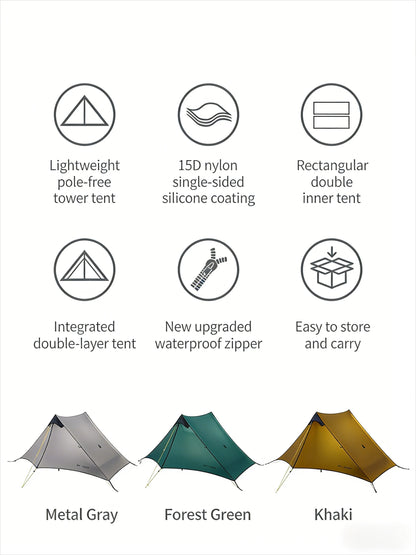 LanShan 2 3F UL GEAR 2 Person 1 Person Outdoor Ultralight Camping Tent 3 Season 4 Season Professional 15D Silnylon Rodless Tent