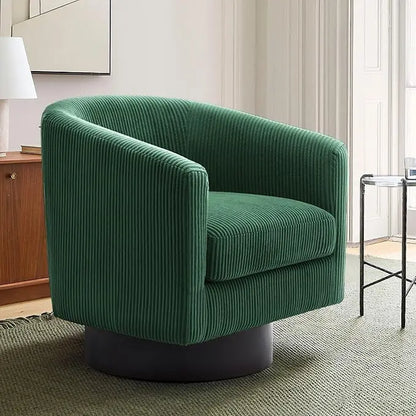 Faux Leather Swivel Barrel Accent Chairs, 360° Swivel Round Single Sofa Chair, Comfy Upholstered Club Armchair for Liv