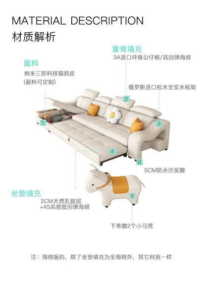 custom. [Official Genuine] Yisheng Scratch Leather Sofa Bed Dual-use Foldable Multifunctional Small Apartment Livin