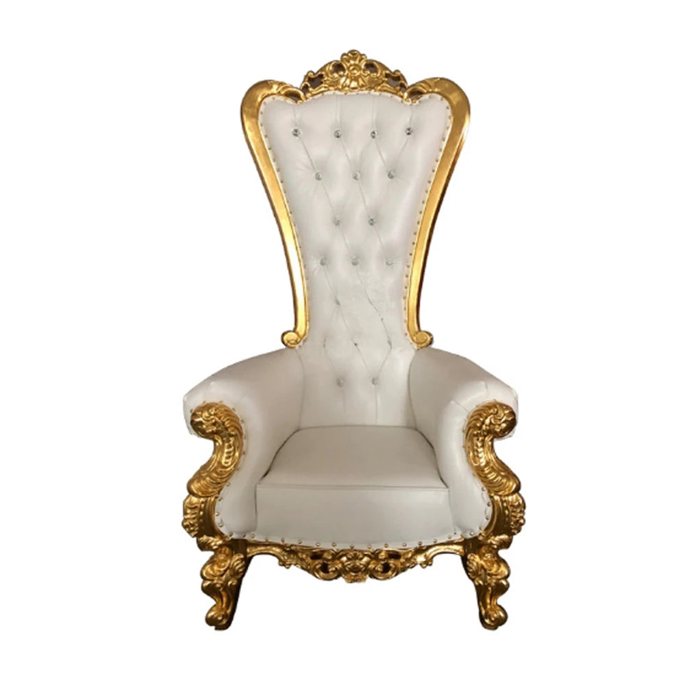 Modern European Style Luxury Golden Stainless Steel Leg King Throne Chair For Wedding Double Seat Leather Sofa for Hotel