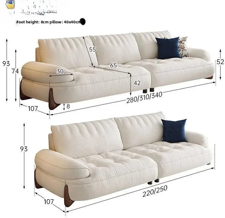 Cream style fabric sofa, modern light luxury living room small apartment sofa, cat claw cloth