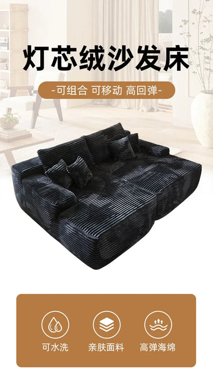 Compression sofa, simple wind sponge filling, soft large seat deep in the living room, corduroy surface, lazy recliner