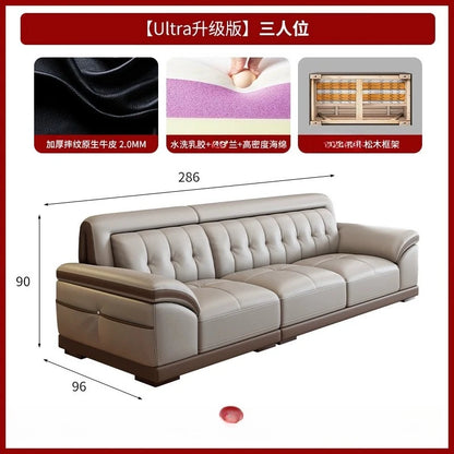 LH leather sofa first layer cowhide modern simple size apartment living room solid wood combination