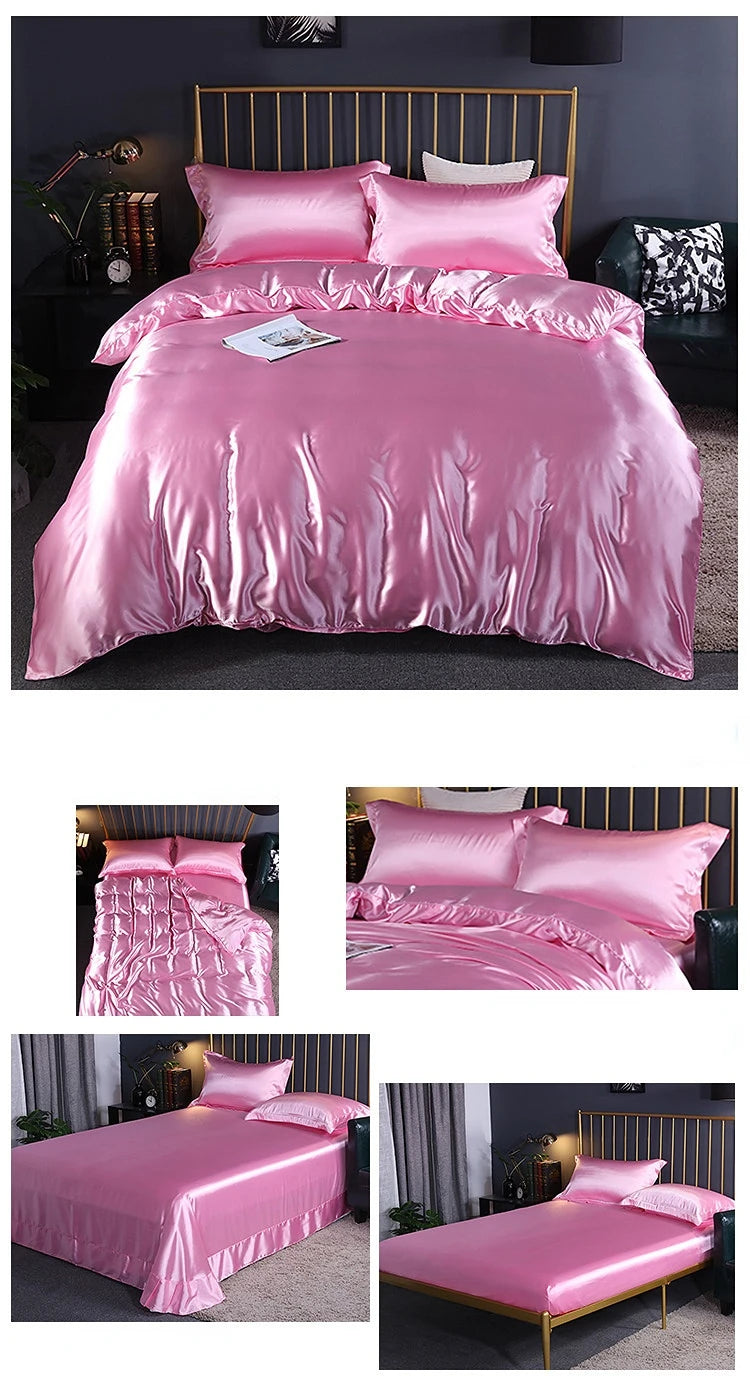 Luxury 100% Mulberry Silk Bedding Set with Duvet Cover Set Double King Queen Size Bedding Cover Kit 4pcs Bed Cover Bed Linen Set