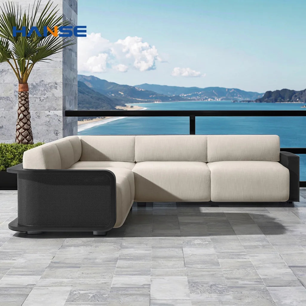 Nordic Modern Hotel Terrace Leisure Sofa Set Wicker Outdoor Garden Furniture Aluminum Frame Outdoor Use