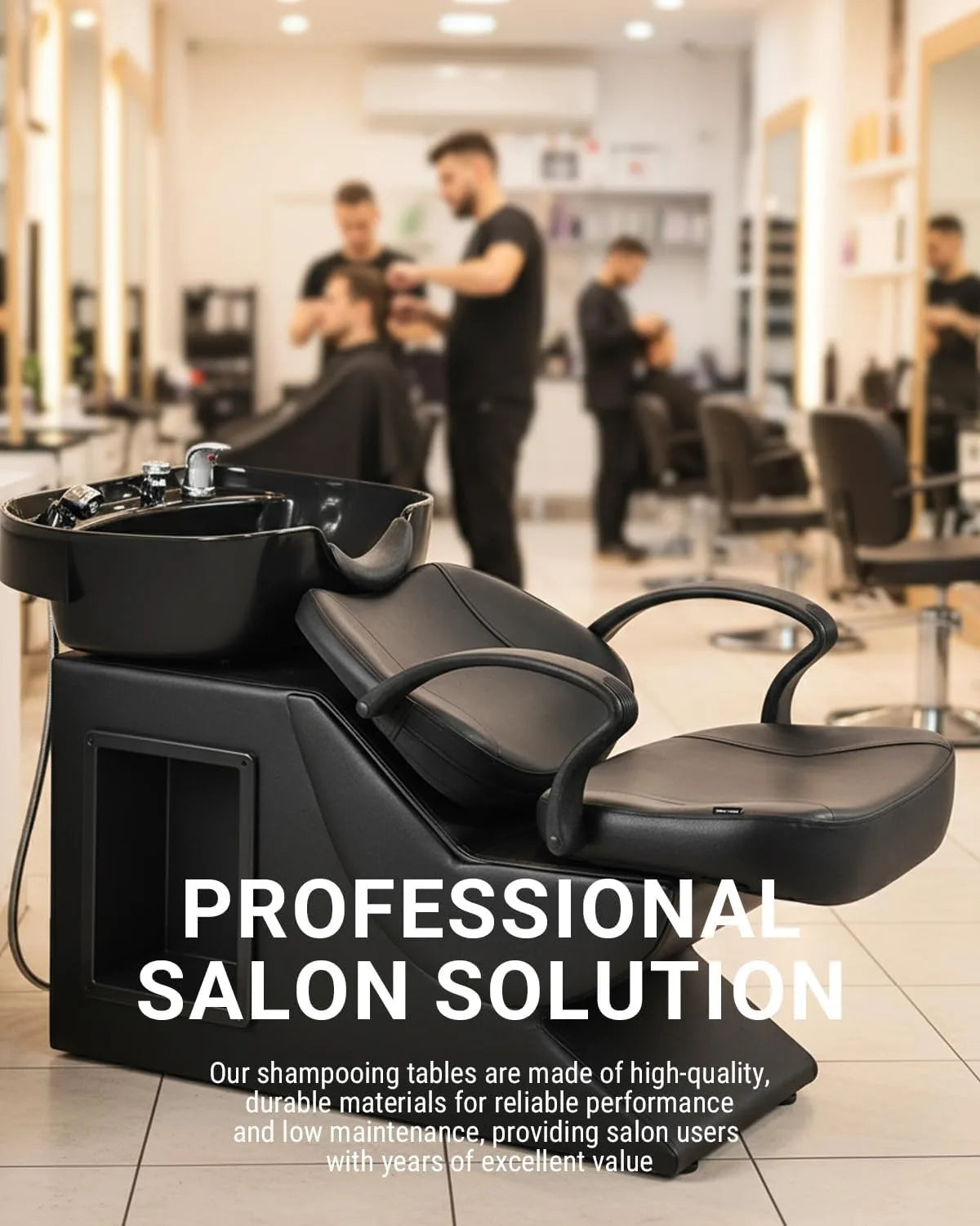 Shampoo Bowl and Chair Set for Salon, Hair Washing Station for Hair Stylist, ABS Shampoo Bowl Sink Chair with Side Store Compart