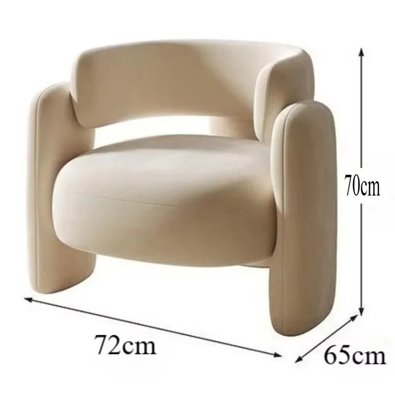 72×65×70cm Light Luxury Frosted Velvet Single Sofa Curved Design Solid Wood Frame Living Room Bedroom Comfort Leisure Chair