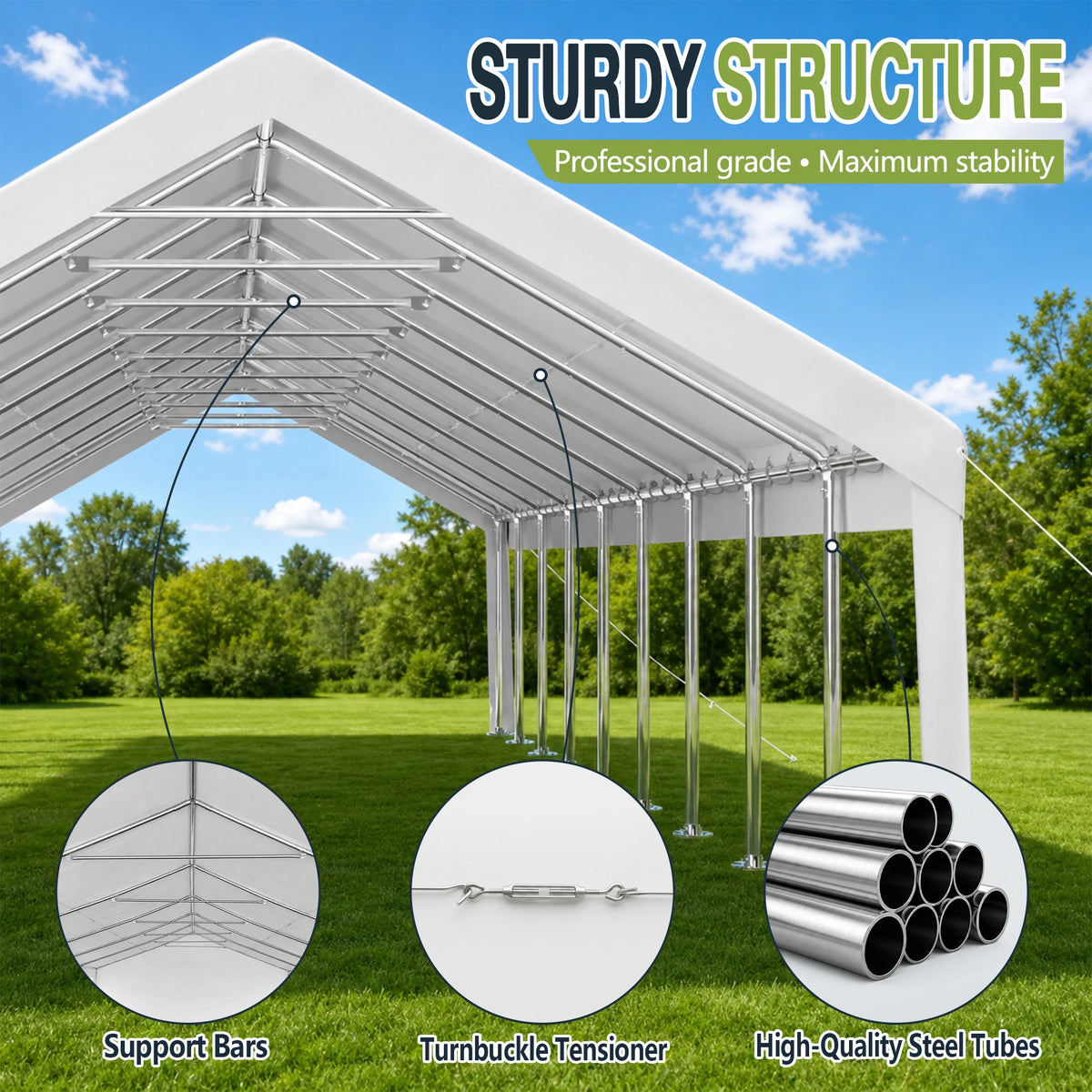 20x60FT Large Outdoor Event Tent Heavy Duty White Party Canopy Double Doors 18 PVC Windows Waterproof Steel Frame For Banquet Wedding Market