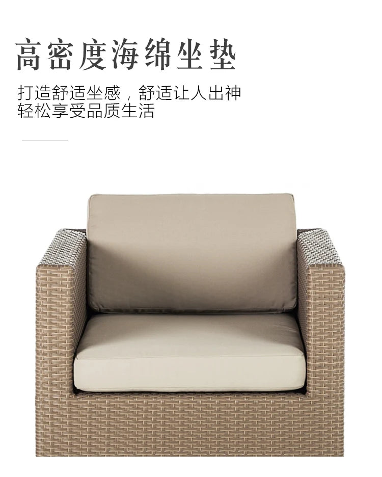 Outdoor Coffee Table Garden Sofas Combination Leisure Nordic Lawn Garden Sofas Simple Pe Rattan Furniture Sofá Jardín MHHYSF