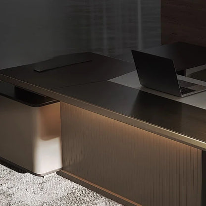 High Quality Light LuxuryOffice Desk Boss L Shaped Work Manager Computer Desks Executive Shelf Escritorio Oficina Furniture