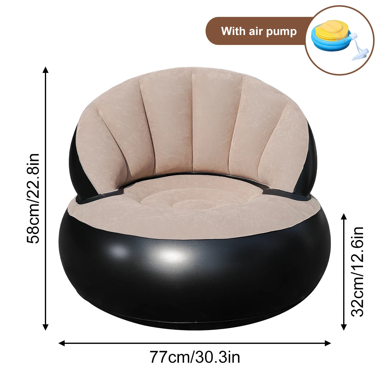 1PC Thickened PVC Inflatable Sofa Ergonomic Design for Comfortable Seating Experience, Foldable Flocking Garden Sofa