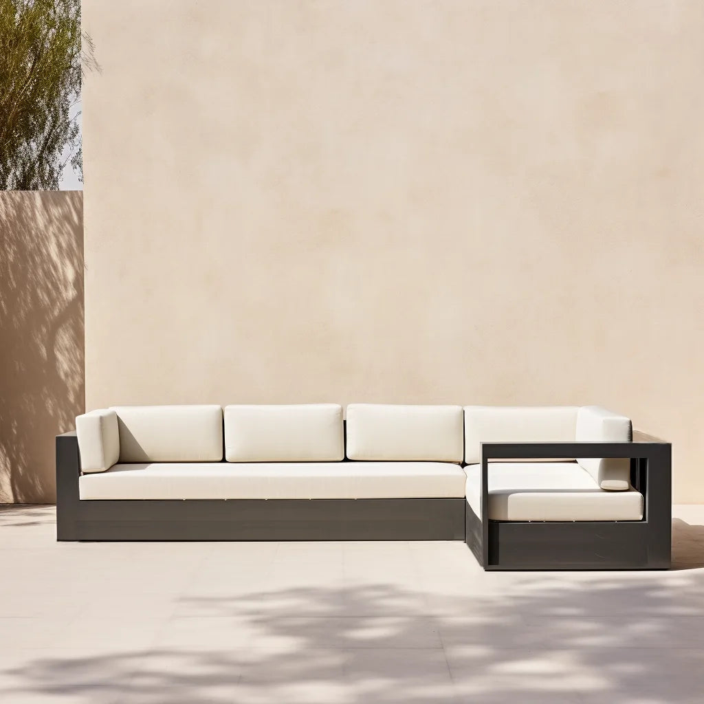 Villa Courtyard corner outdoor sofa Aluminum Furniture Hotel Outdoor Sunscreen Durable L-shaped Garden Sofa Customization