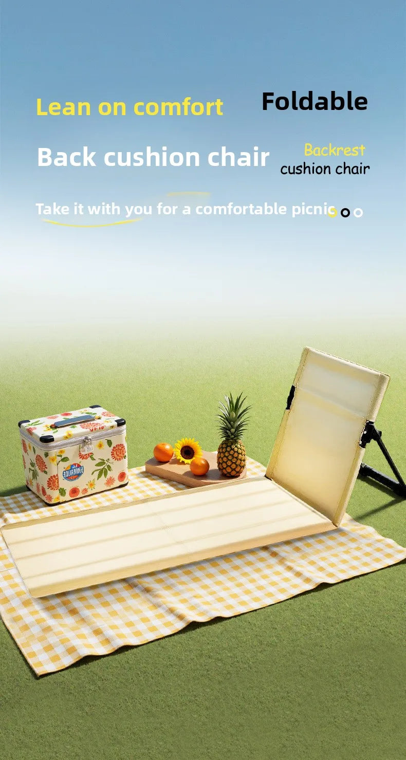 Outdoor Aluminum Alloy Support Pole Lawn Chair Camping Portable Lazy Cushion Extended Folding Backrest Grass Chair