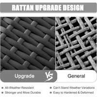 PatioLix 8 Piece Patio Furniture with 44"Propane Gas Fire Pit Table. Outdoor Sectional Conversation Set Wicker Rattan Sofa