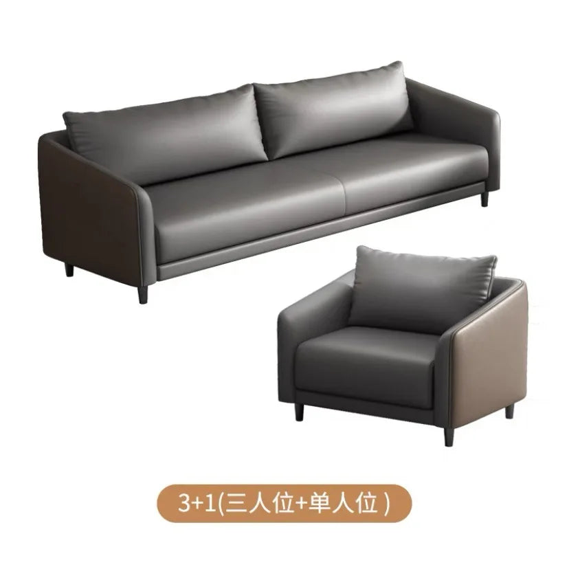 Office Sofa Modern Meeting Guests Business Reception Negotiation Leisure Area Modern Leather Sofa Coffee Table Combination Set