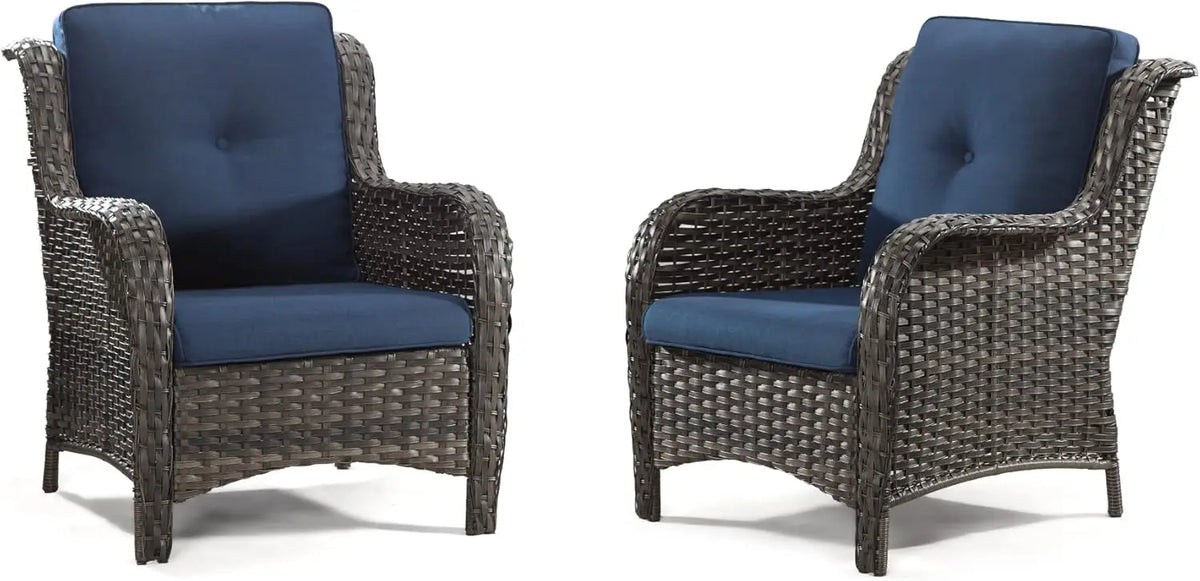 Outdoor Wicker Chair Rattan Patio Dining Chairs PE Wicker Patio Chairs with Seat Cushions