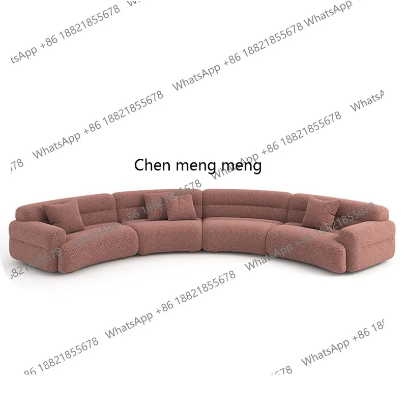 B456 Minimalist new fan-shaped large flat-layer curved sofa customized left and right concubine lamb wool large apartment